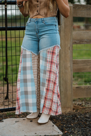 Plaid Bellbottom Jeans