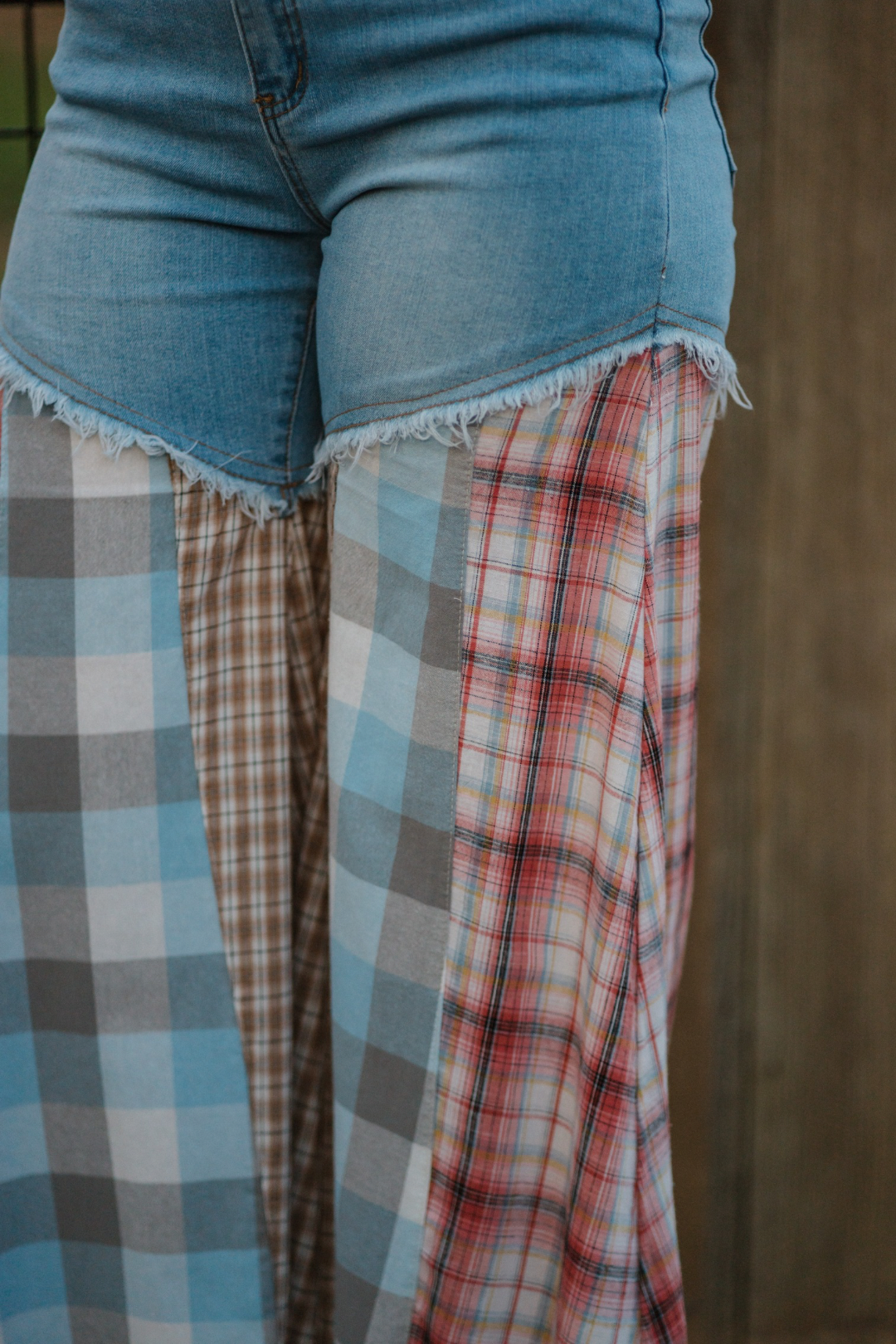 Plaid Bellbottom Jeans