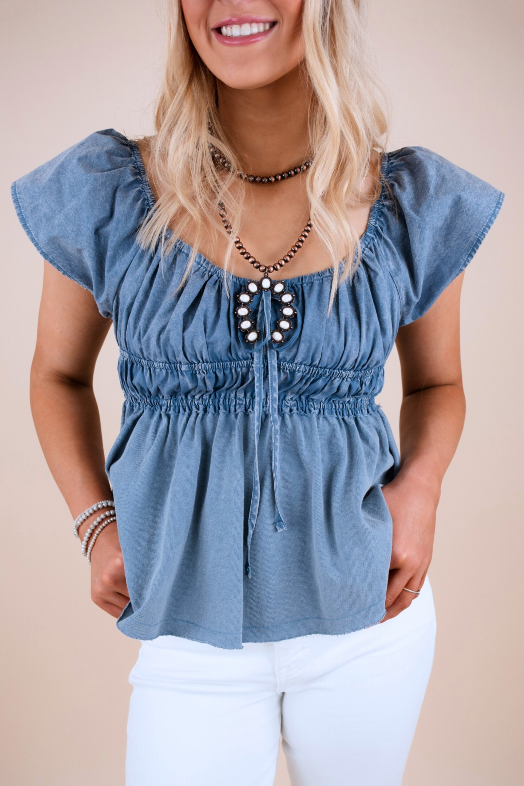 Bluebonnet Breeze Peplum Top