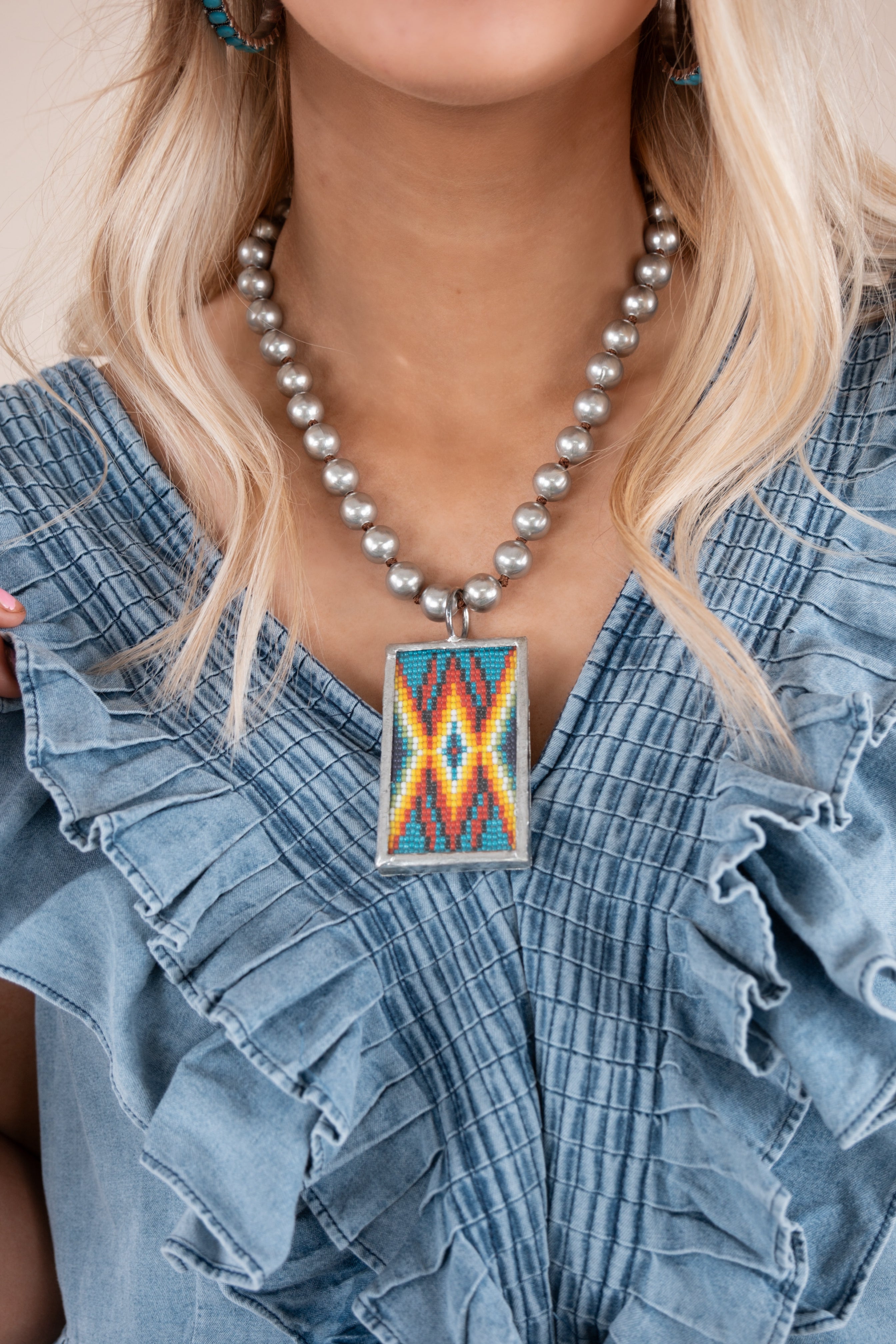 Aztec Beaded Statement Necklace