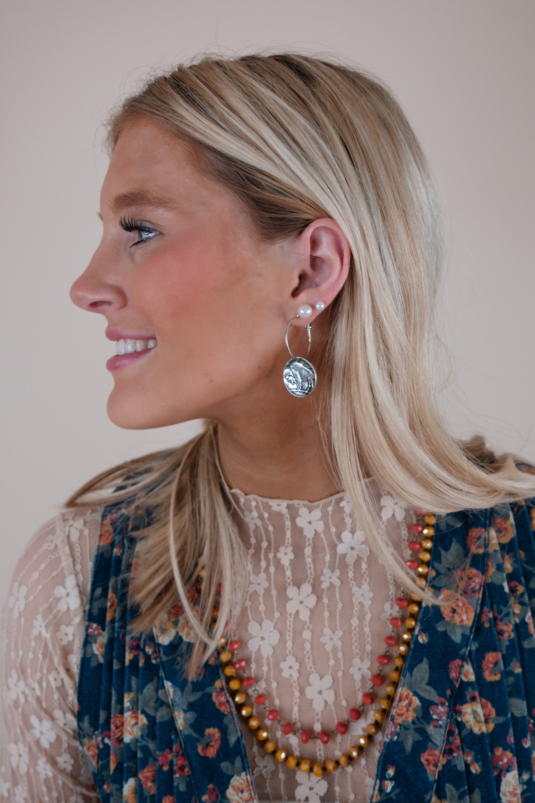 Silver Buffalo Charm Earrings