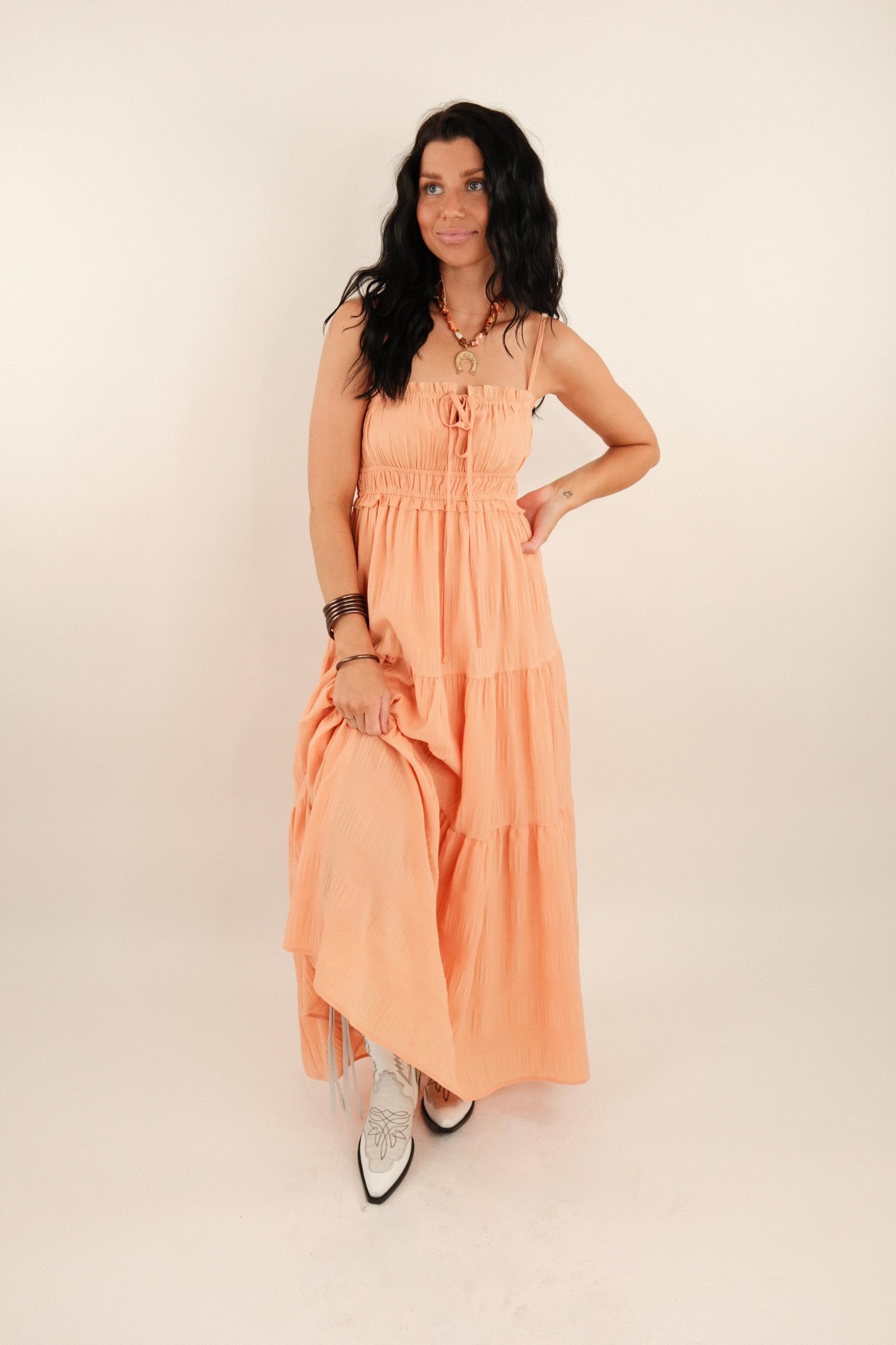 Sunset Sway Maxi Dress – Peach