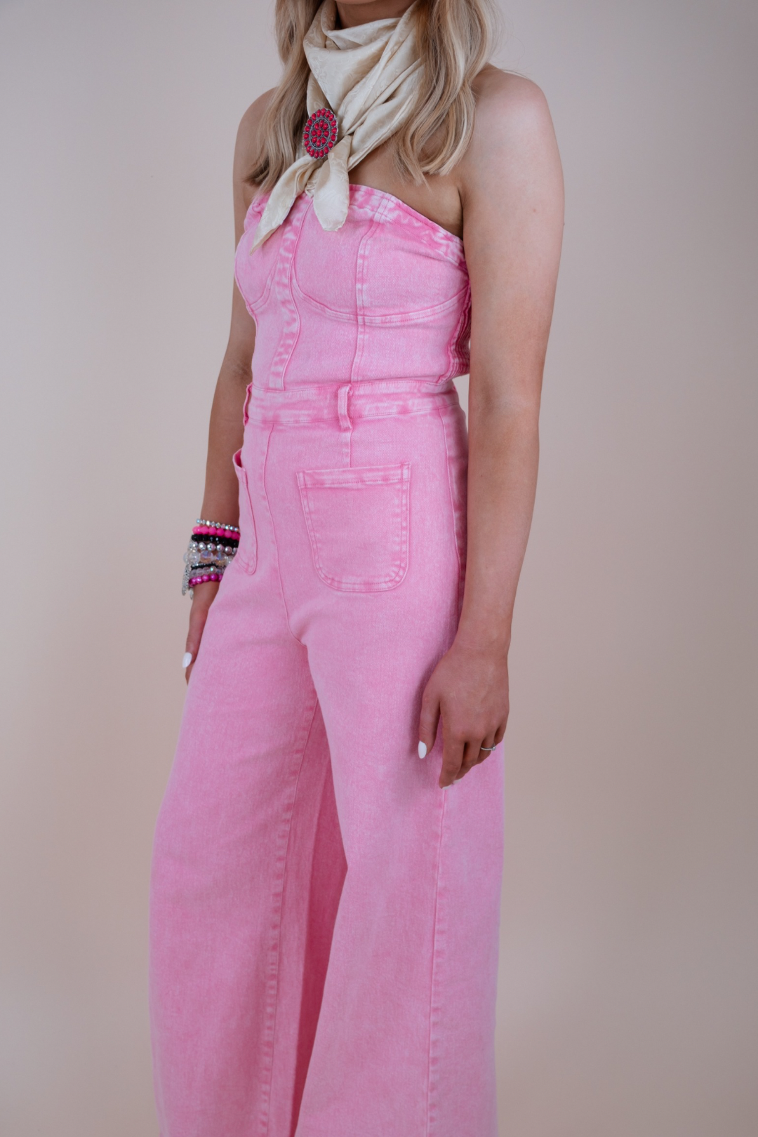 Pink Trails Denim Jumpsuit