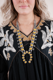 Mustard Bloom Squash Blossom Necklace