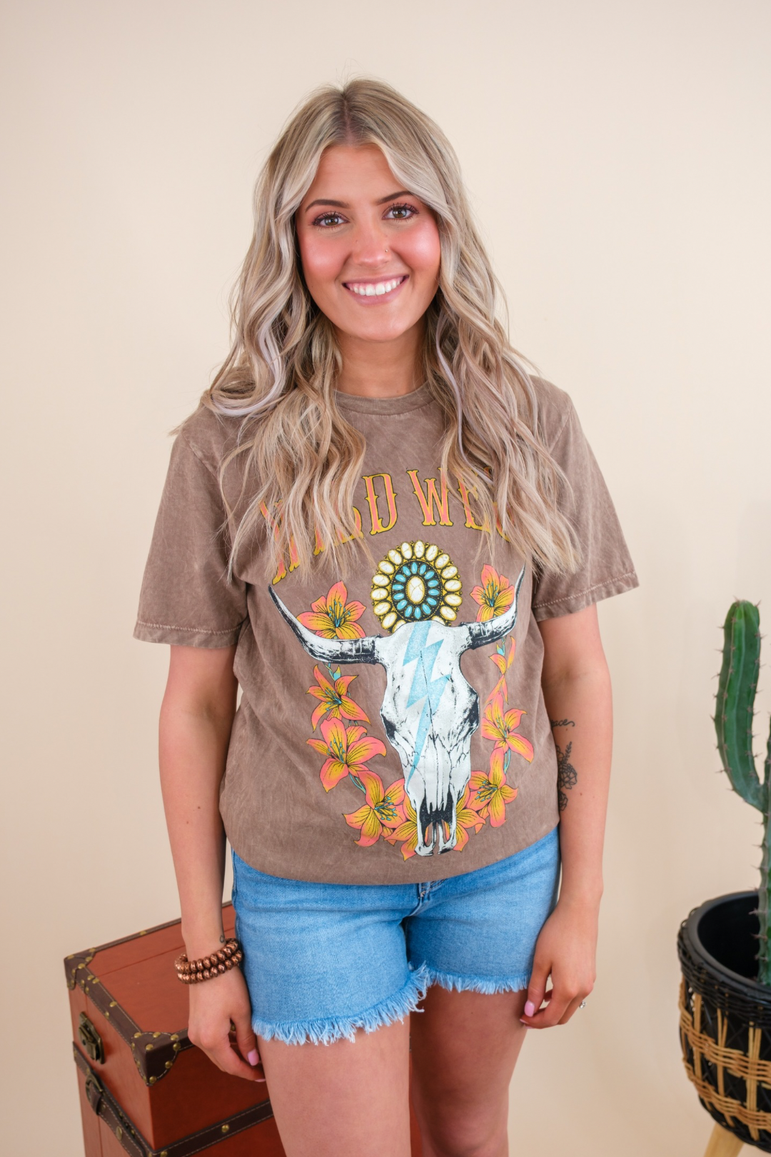 Wild West Bull Skull Graphic T