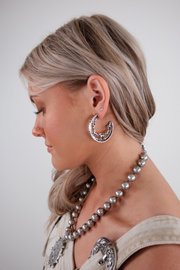 Silver Horseshoe Trail Half Hoop Earrings