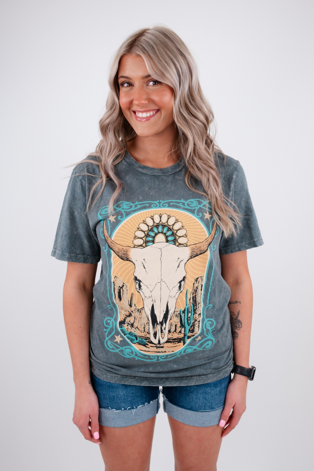 Western Bull Skull Graphic T
