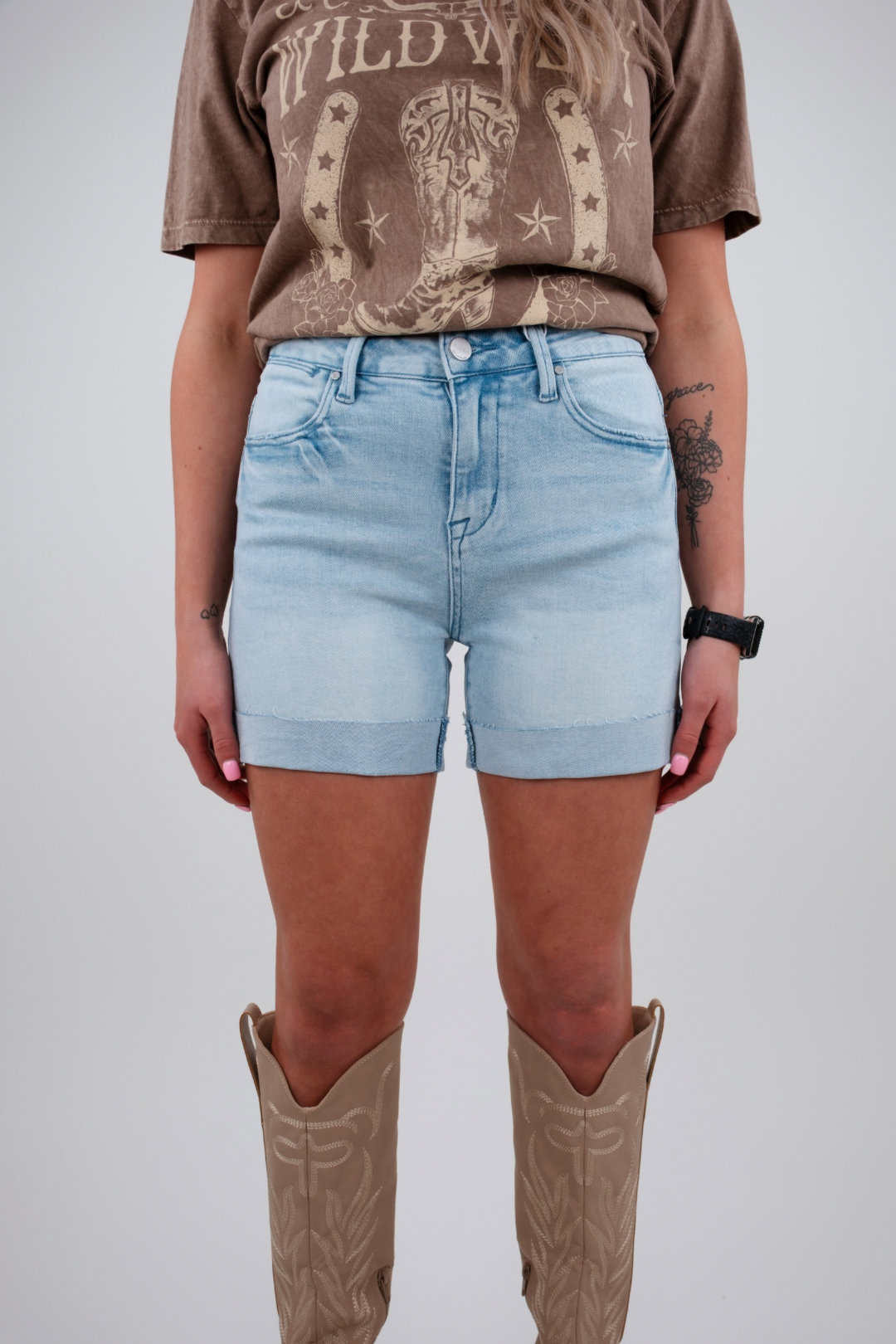 Sagebrush Cuff Denim Shorts