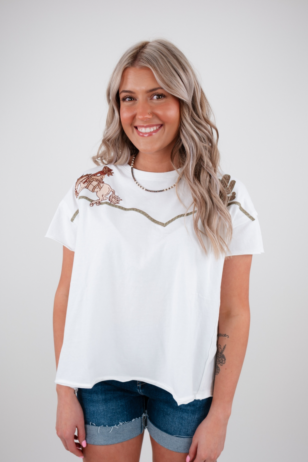 Saddle Up Cowgirl Tee - White