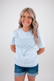 Boot Stitch Graphic T - Light Blue