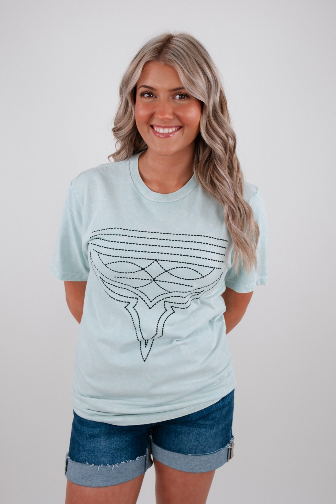 Boot Stitch Graphic T - Mint
