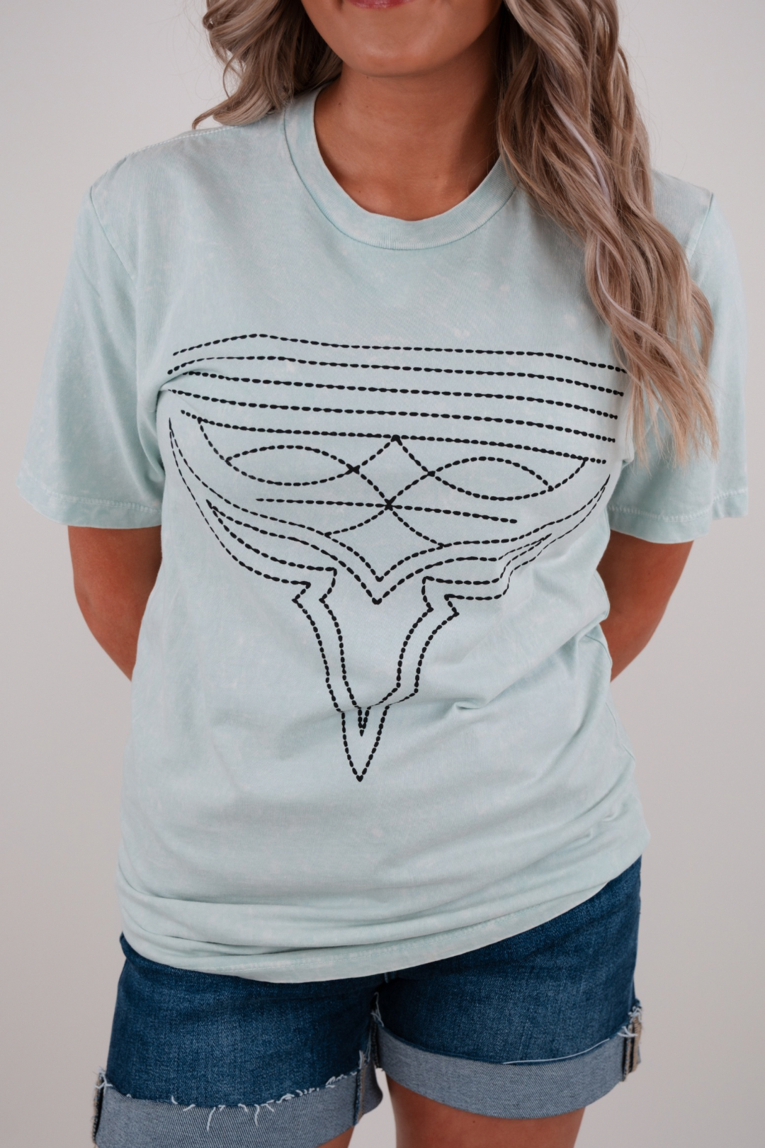 Boot Stitch Graphic T - Mint