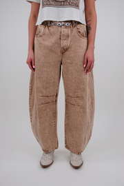 Western Edge Brown Barrel Jeans