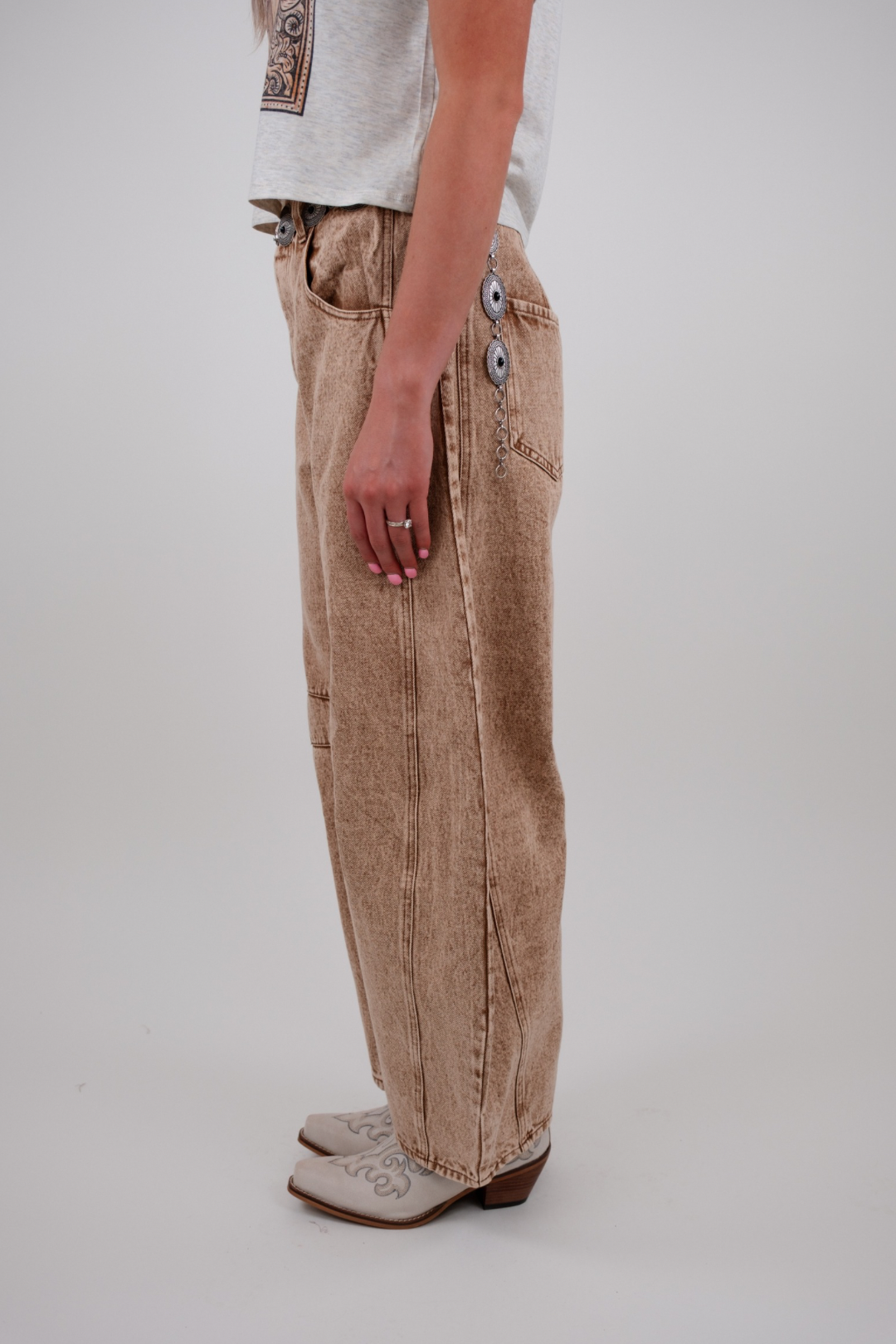 Western Edge Brown Barrel Jeans