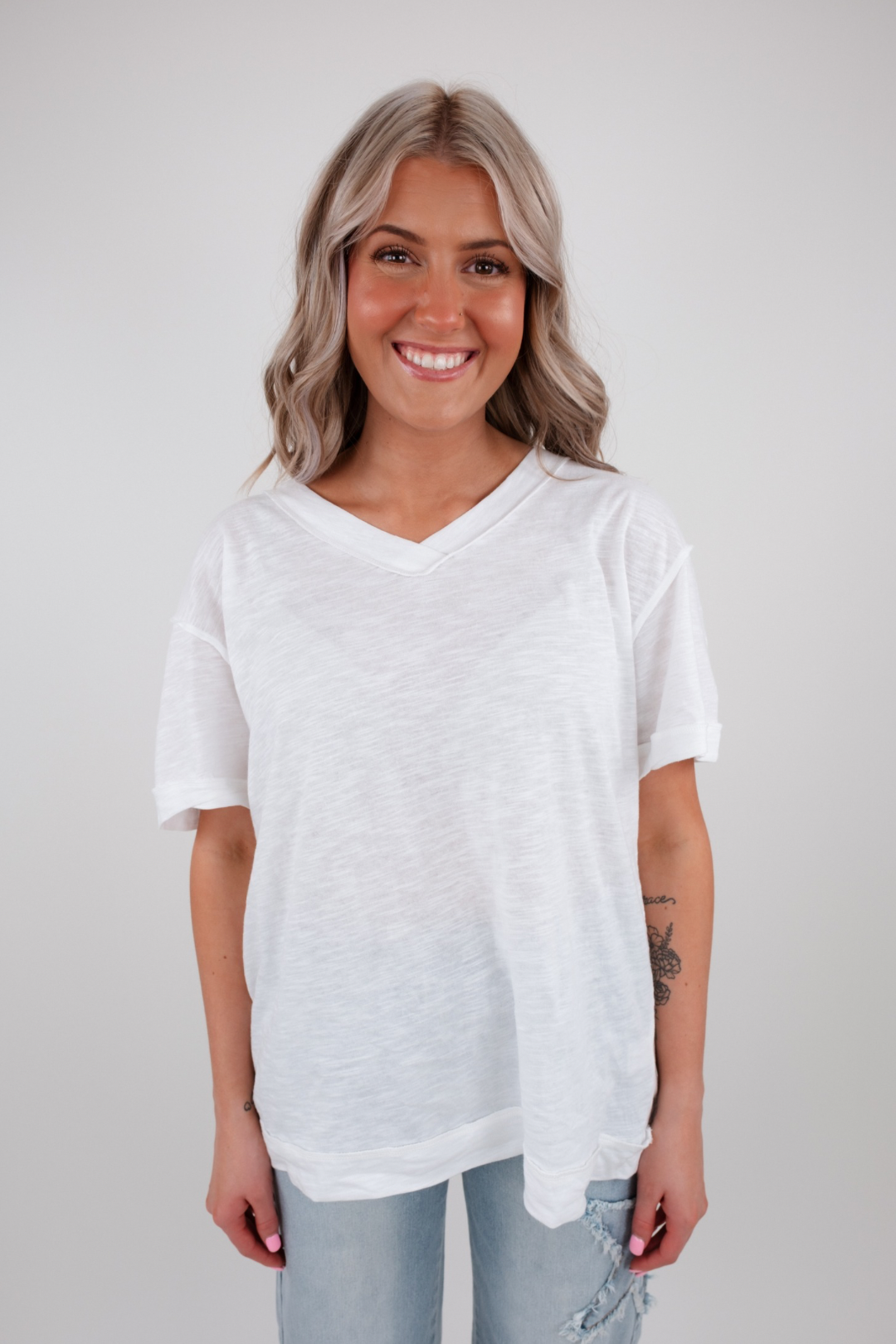 The Essential V-Neck Tee - White