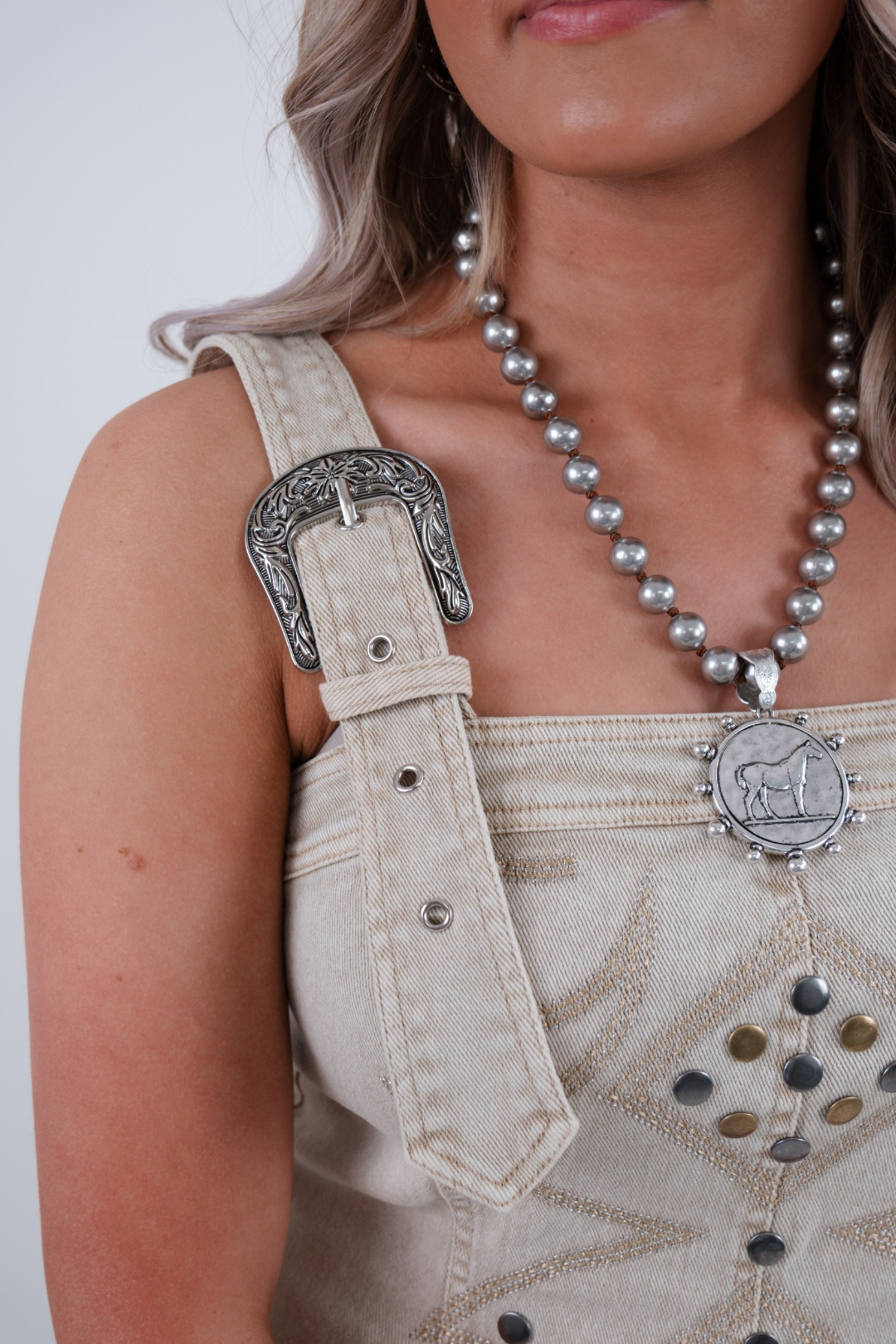 Buckled Beauty Overall Dress - Tan