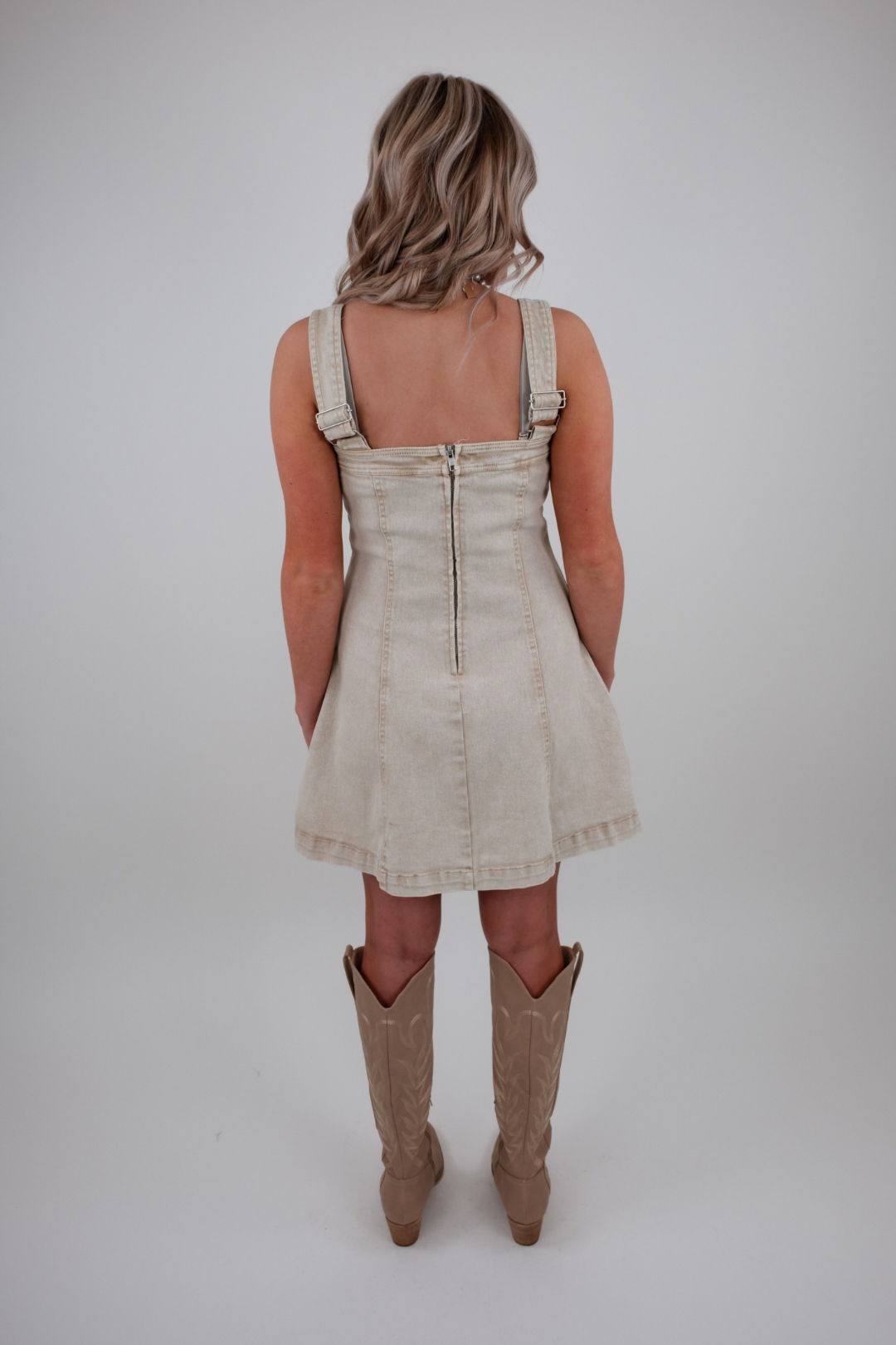 Buckled Beauty Overall Dress - Tan