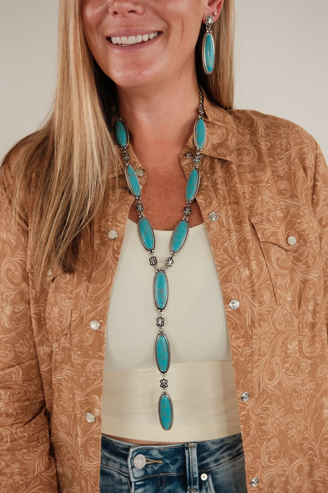 Turquoise Y Necklace & Earring Set