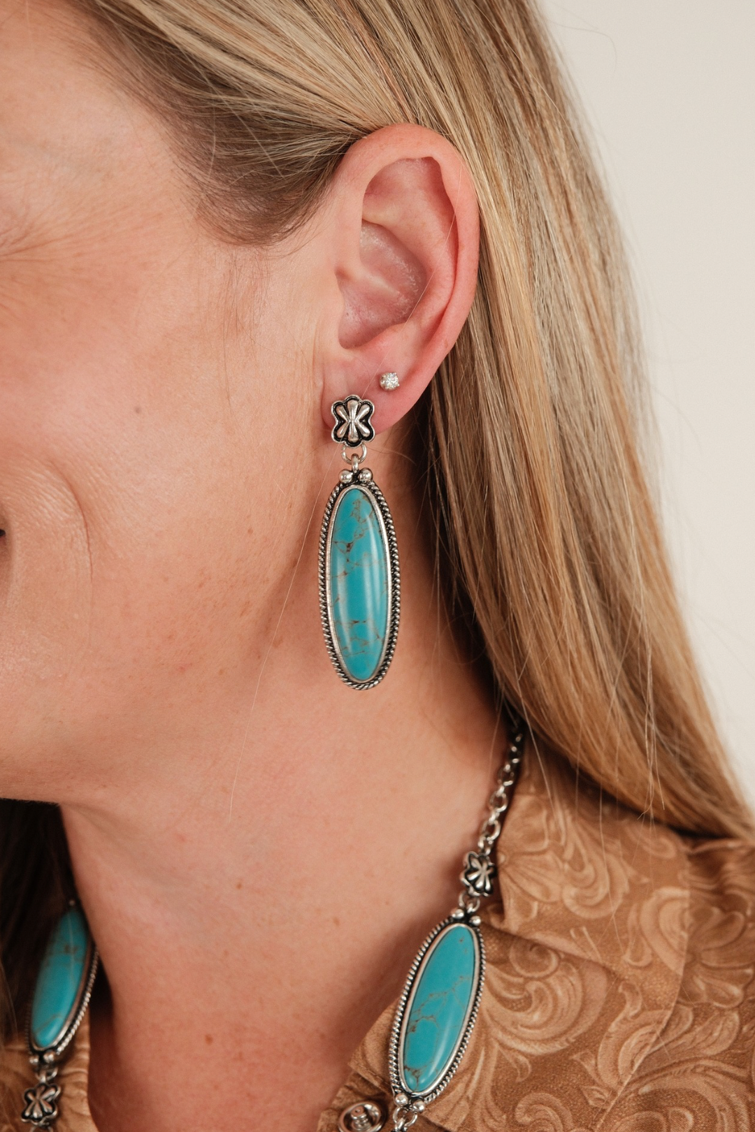 Turquoise Y Necklace & Earring Set