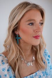 Turquoise Cross Dangle Earrings