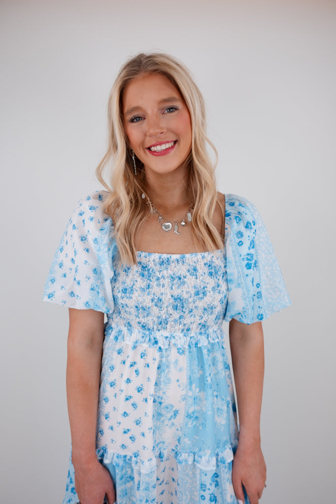 Bluebonnet Patchwork Maxi Dress