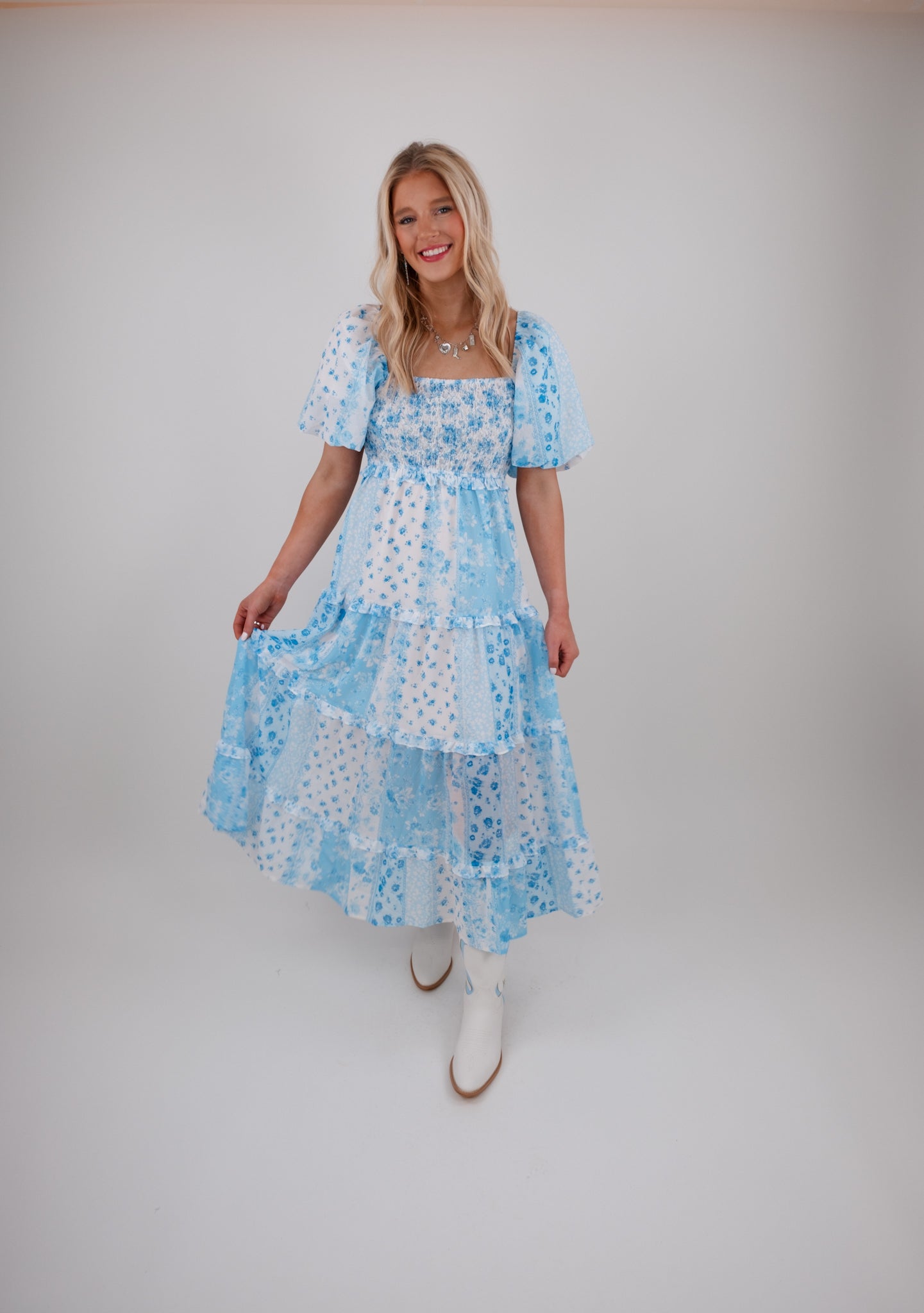 Bluebonnet Patchwork Maxi Dress