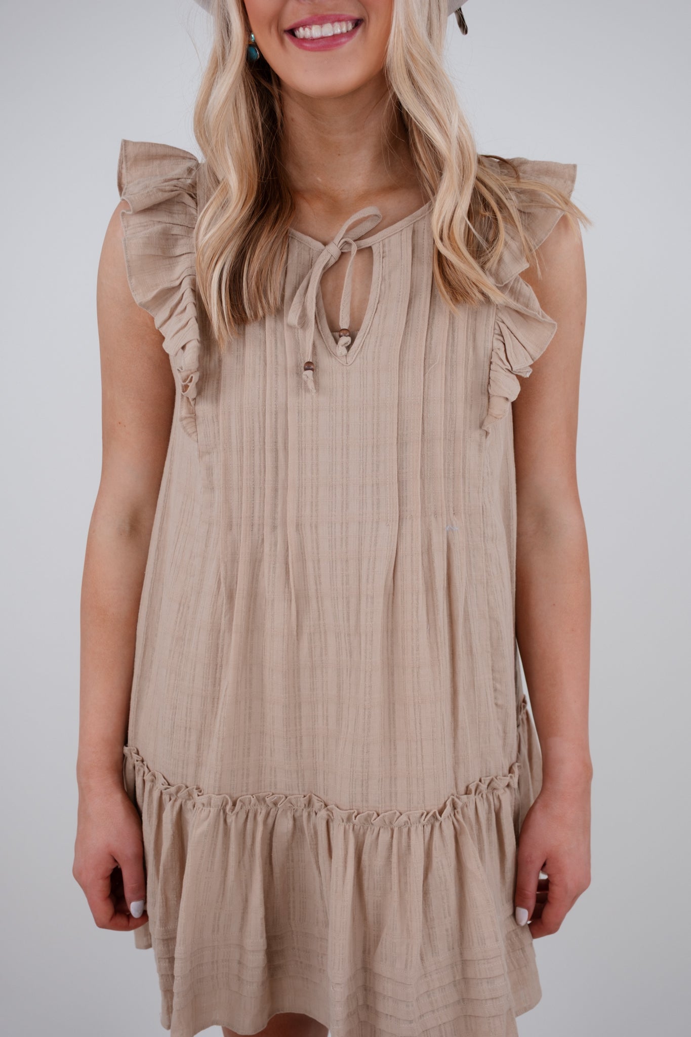 Rustic Charm Ruffle Mini Dress