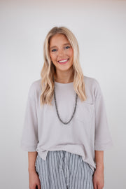 Windy Ridge Ribbed Top - Pearl Gray