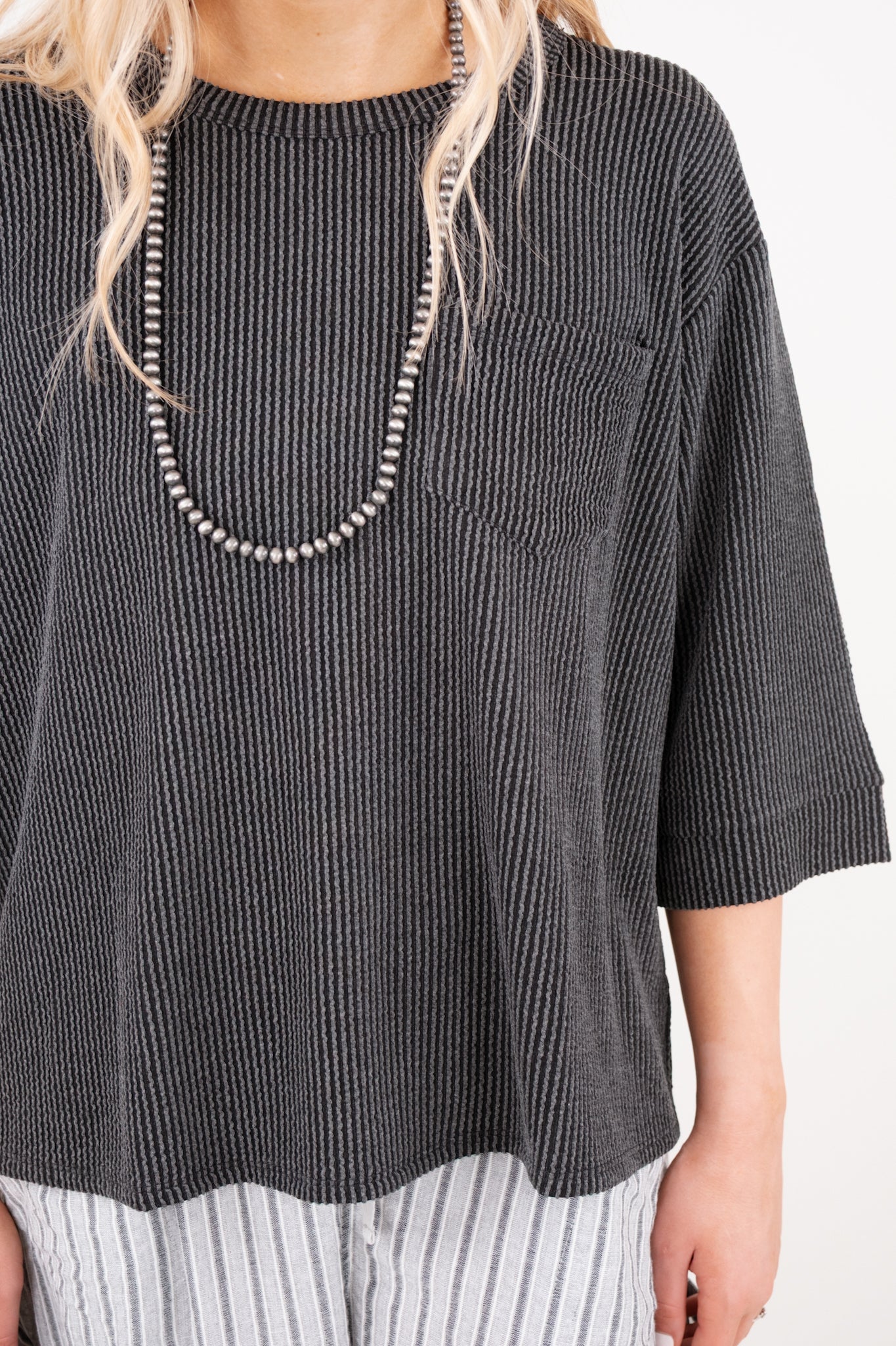 Windy Ridge Ribbed Top - Black