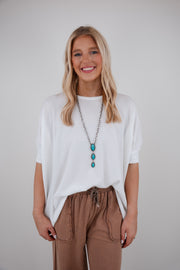 Lone Ranger Ribbed Dolman Top - White