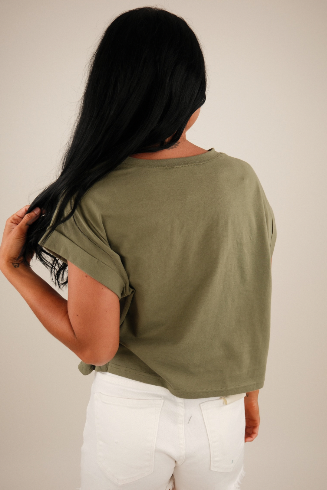 Simply Cropped Basic Tee – Olive