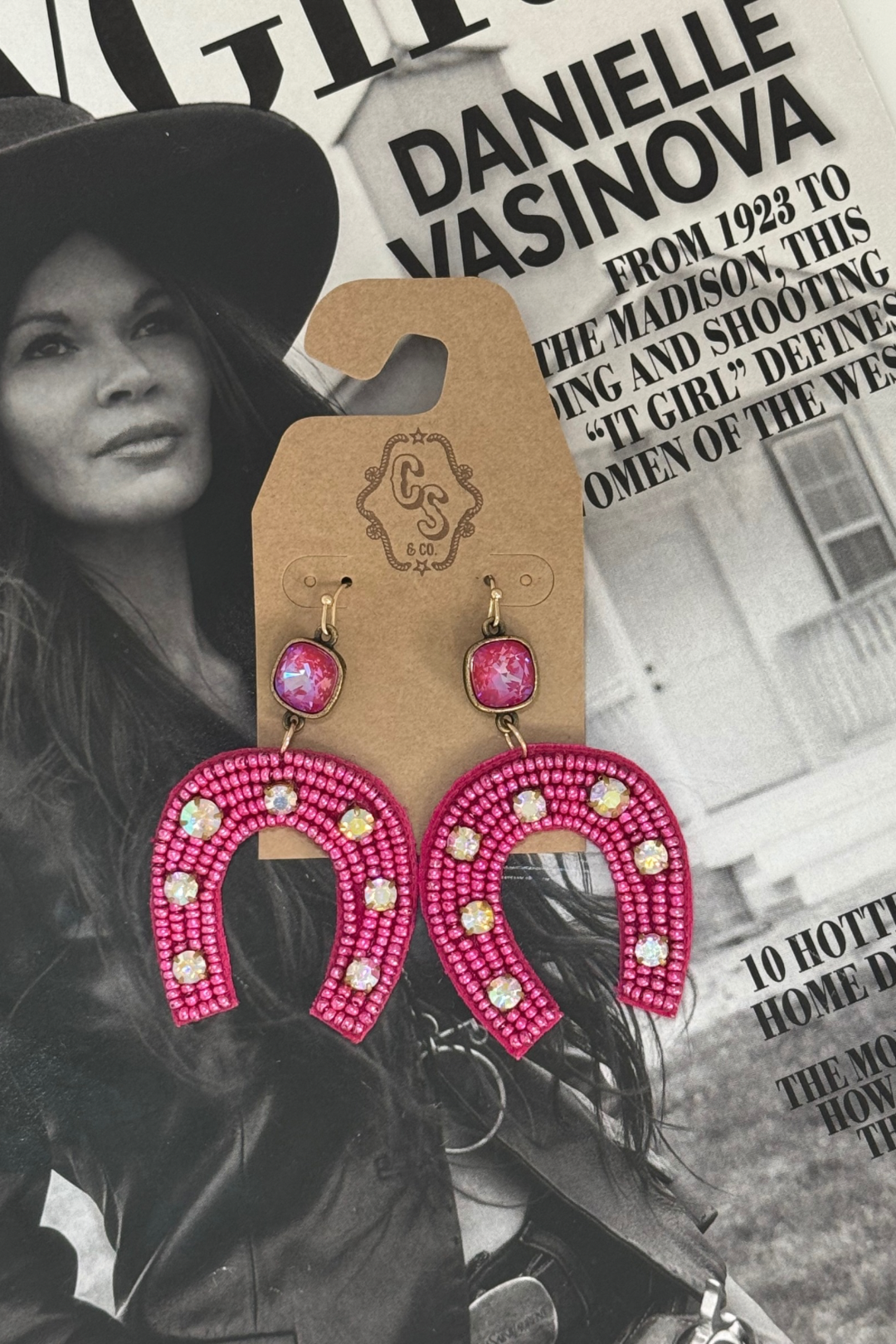 Lucky Star Beaded Horseshoe Earrings