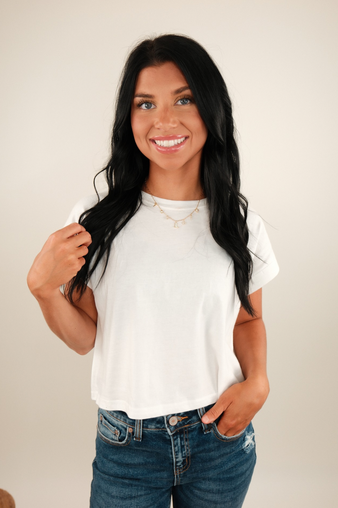 Simply Cropped Basic Tee – White