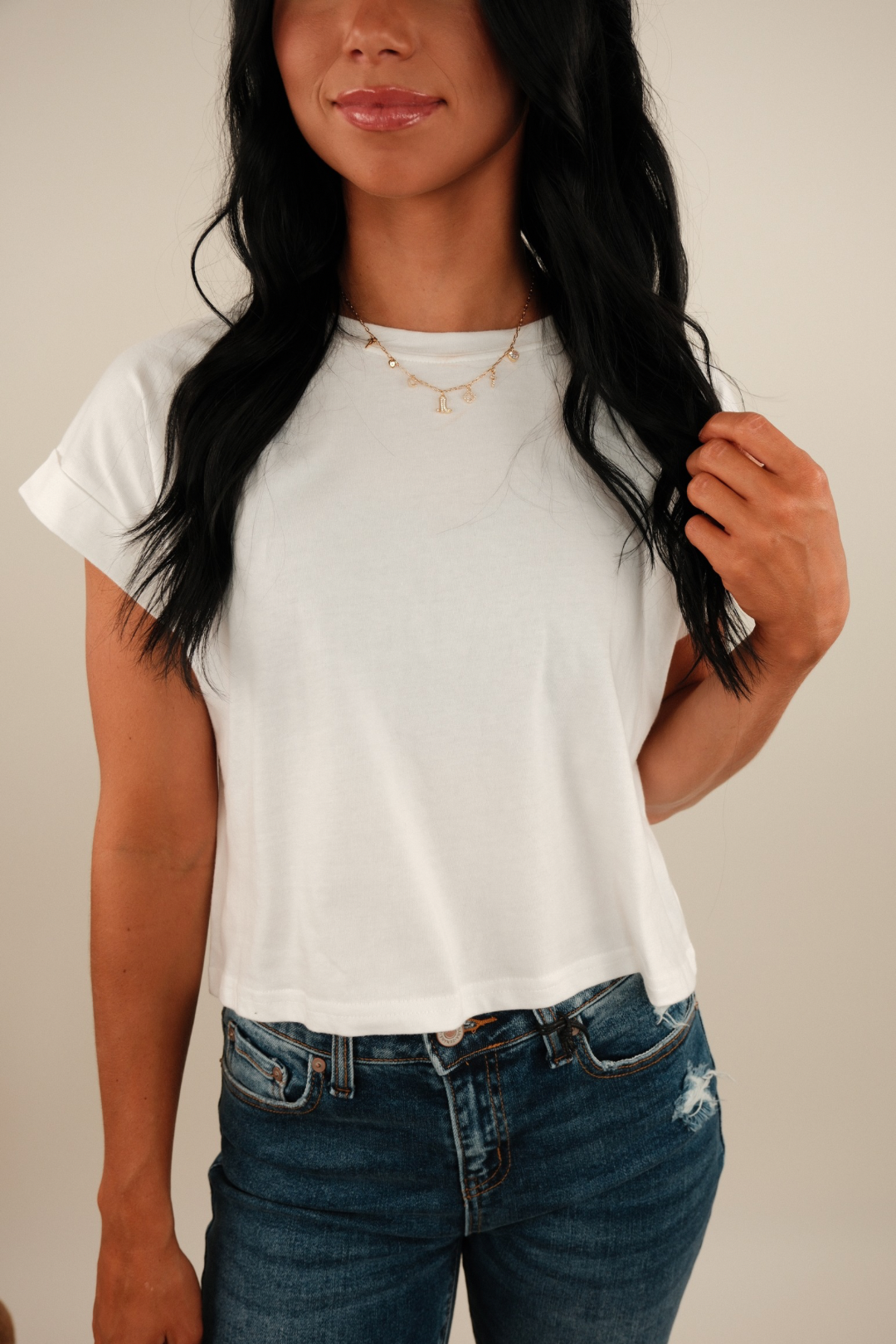 Simply Cropped Basic Tee – White