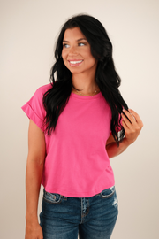 Simply Cropped Basic Tee – Hot Pink