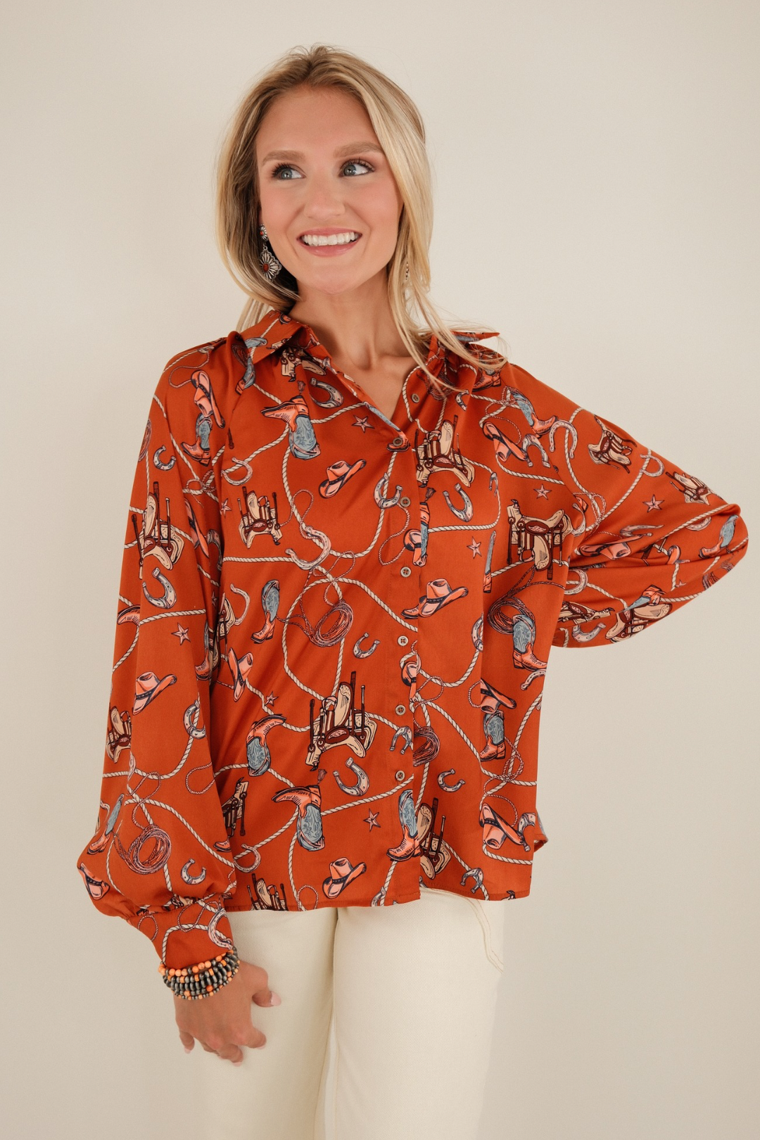 Bronc & Burnt Silk Button Down