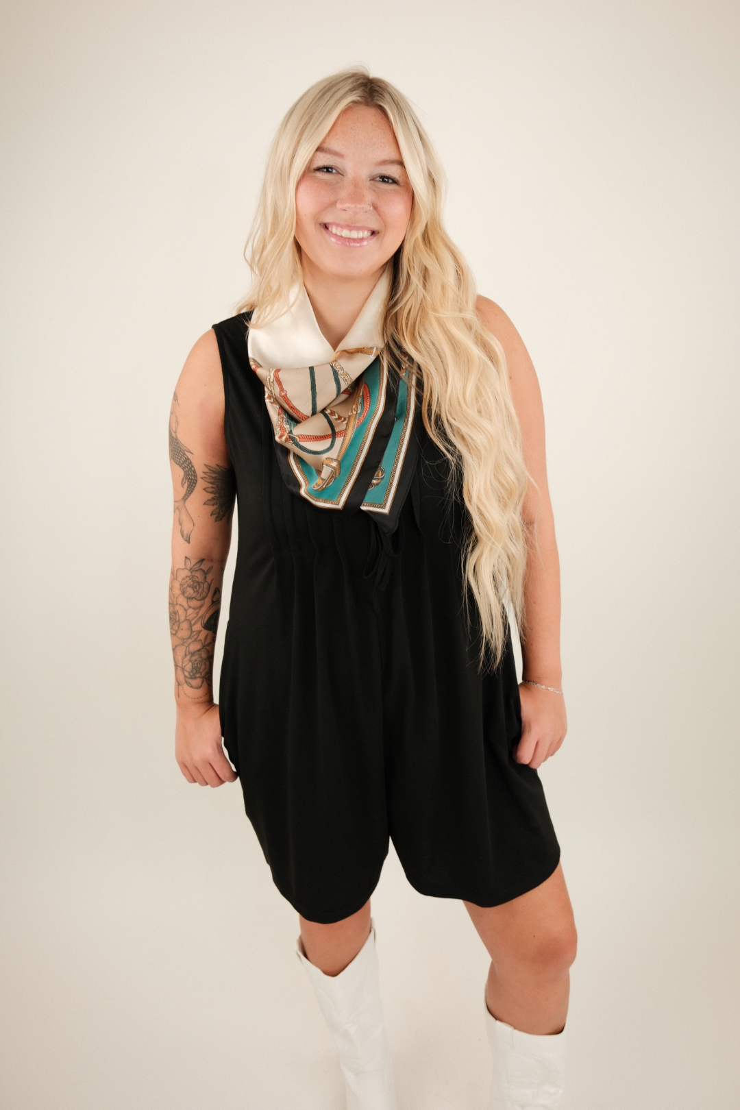 Chic Black Ruched Romper