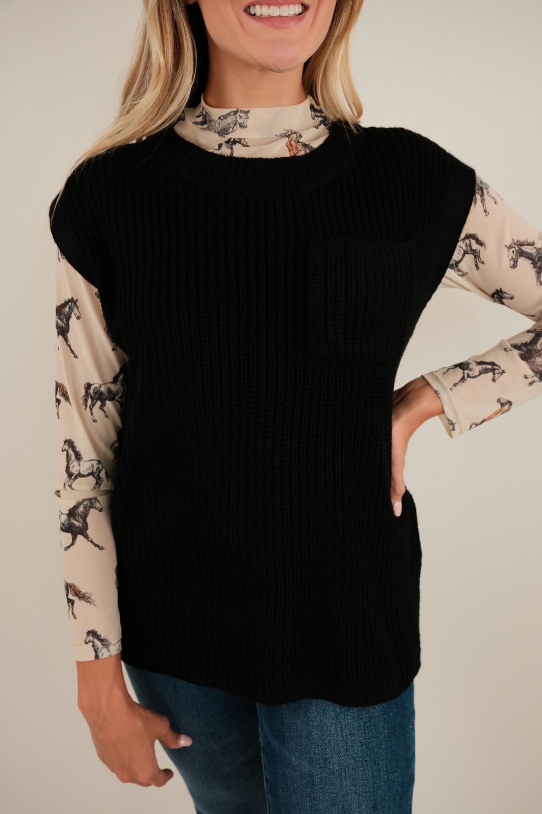 Lone Star Knit Tank - Black