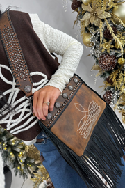 Western Boot Stitch Fringe Clutch