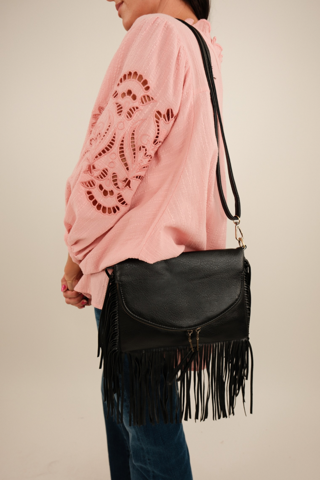 Wild Fringe Crossbody - Black