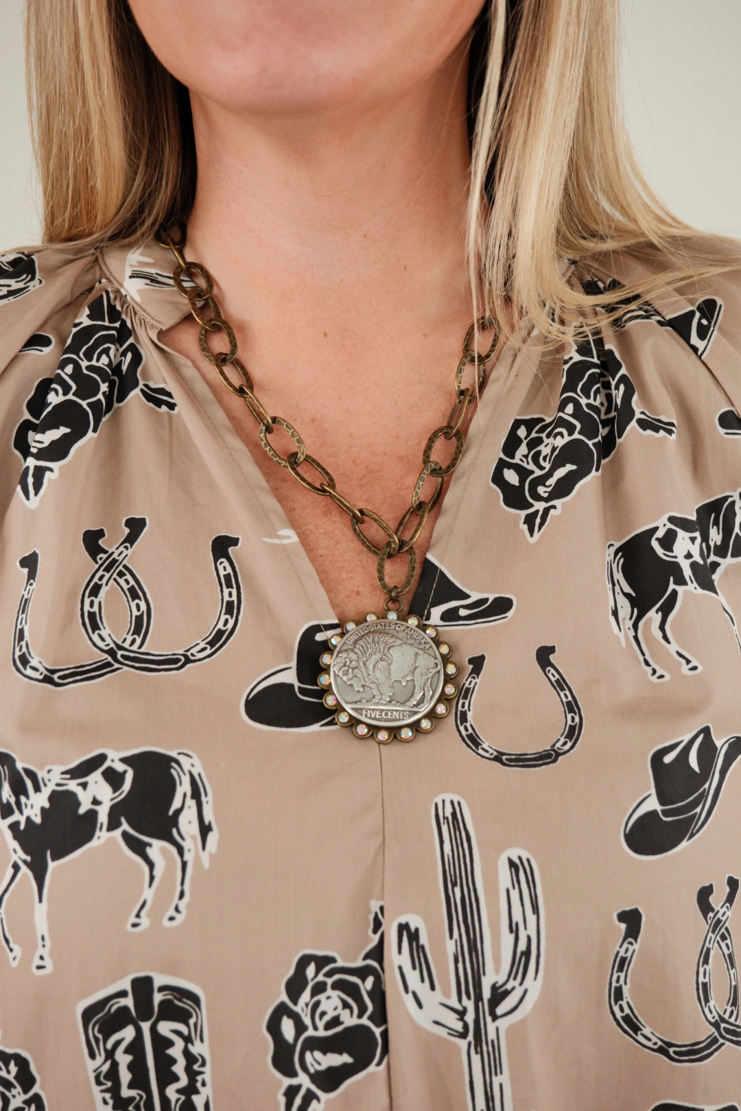 Lone Star Bronze Buffalo Necklace - One-of-a-Kind, Handmade in Texas