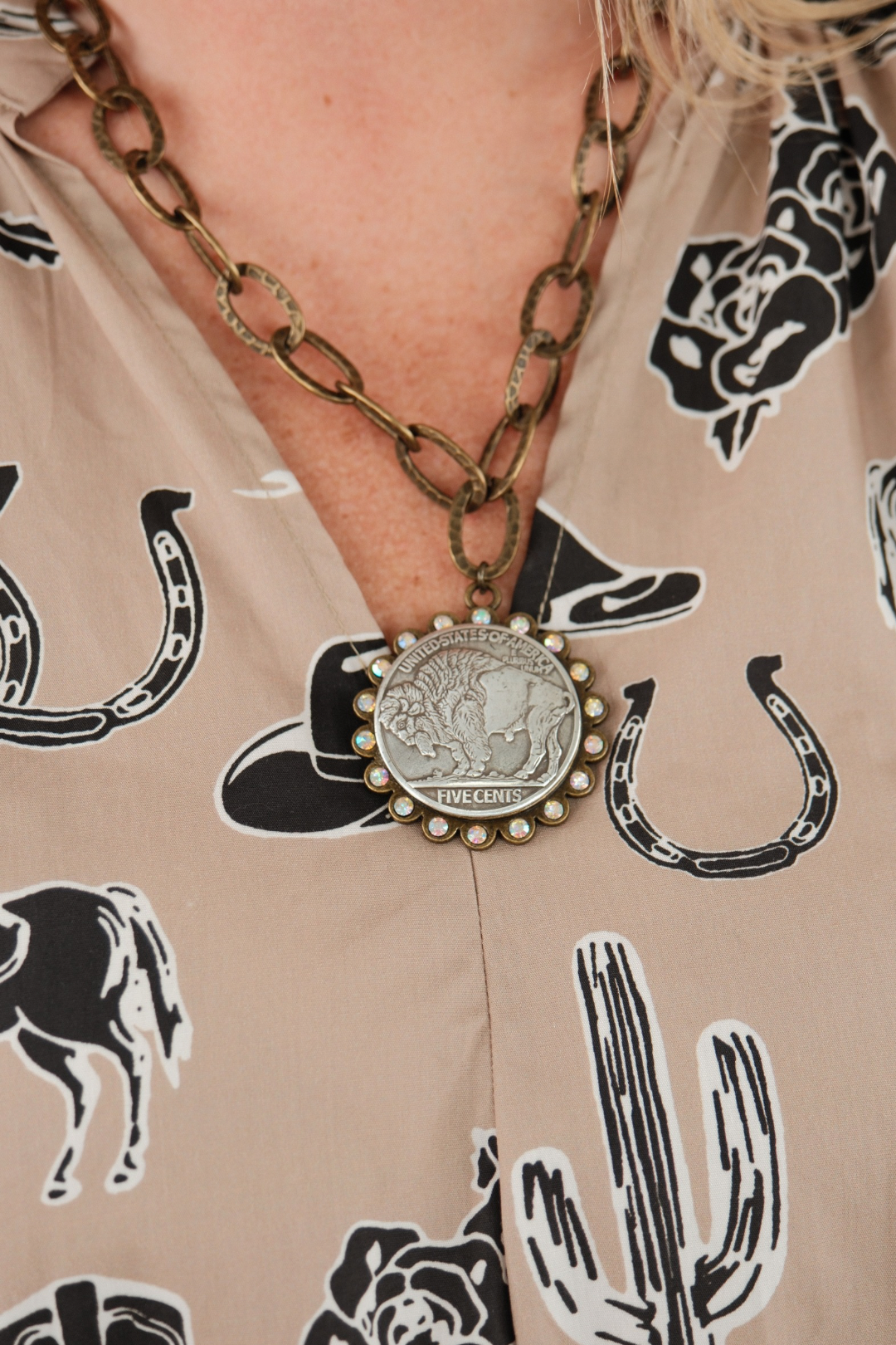 Lone Star Bronze Buffalo Necklace - One-of-a-Kind, Handmade in Texas