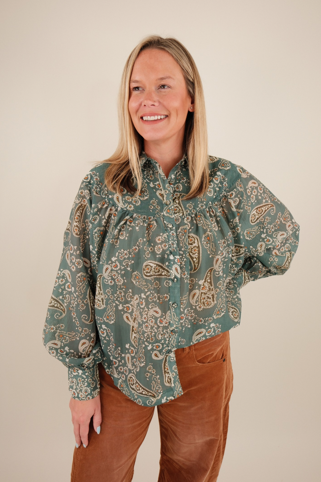 Turquoise Sky Paisley Blouse