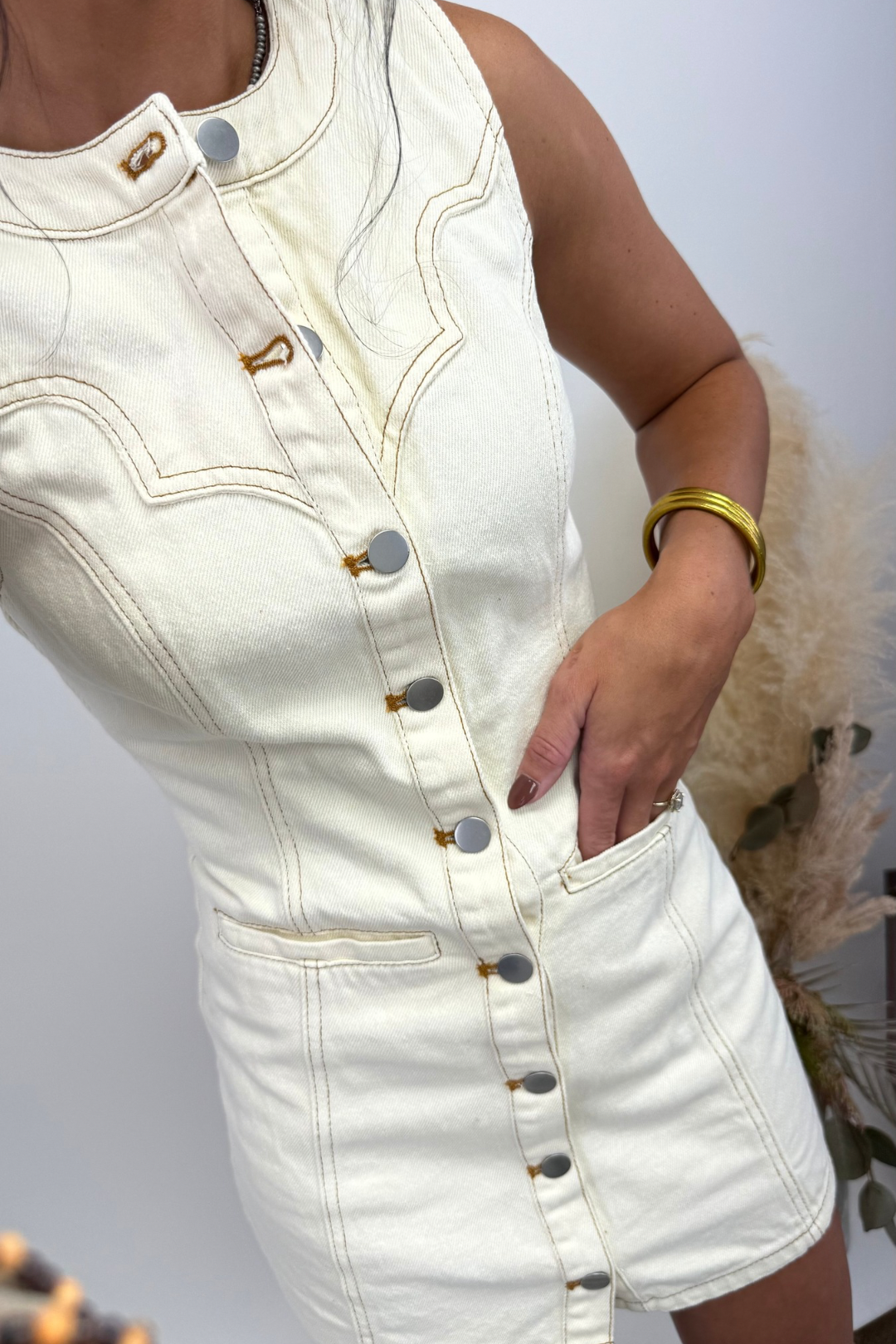 Desert Ivory Denim Mini Dress Cowgirl Society & Co Desert Ivory Denim Mini Dress Cowgirl Society & Co