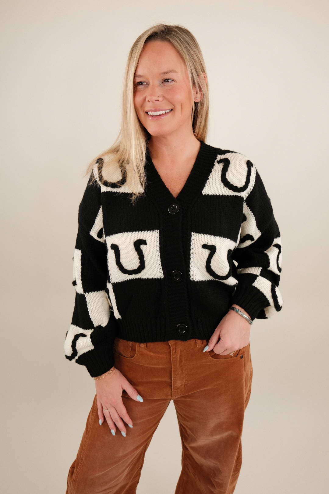 Lucky Squares Knit Cardigan