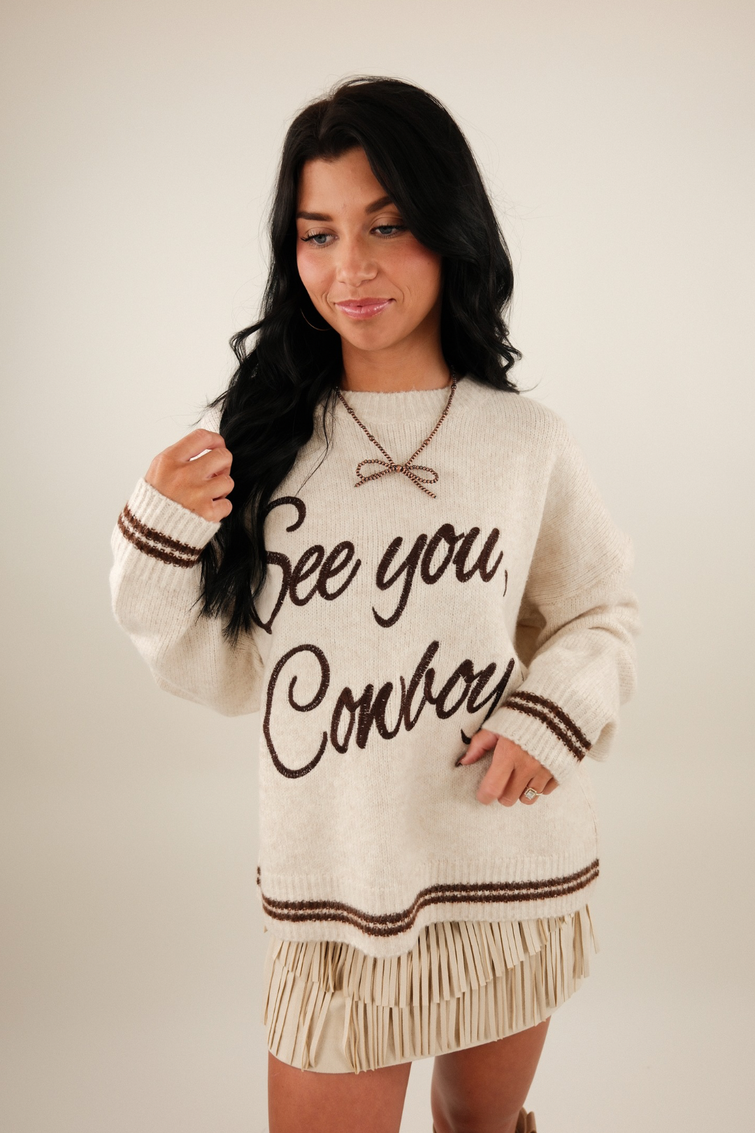 See You Cowboy Embroidered Sweater