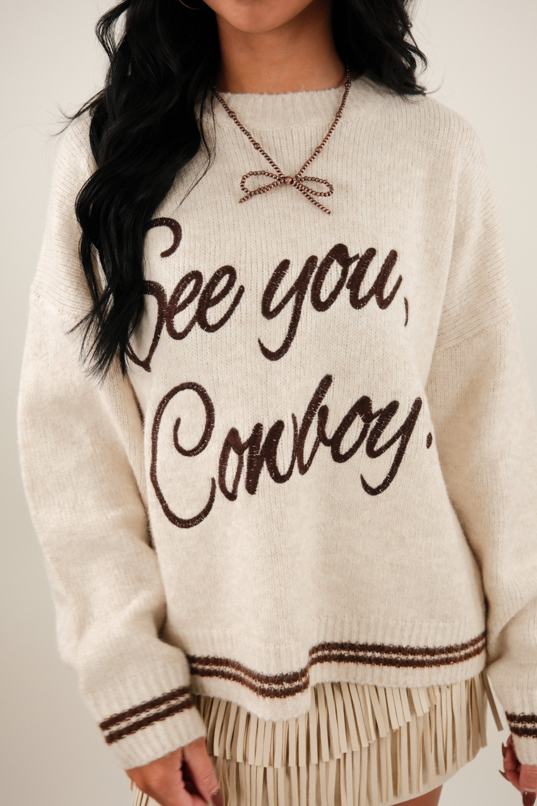 See You Cowboy Embroidered Sweater