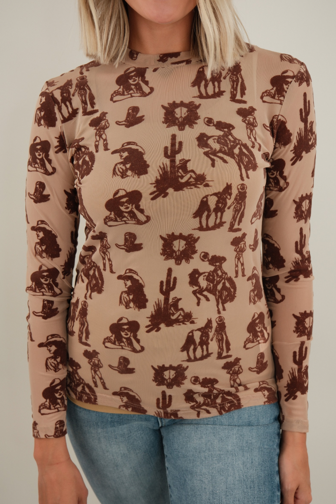 Cowgirl Velvet Mesh Top