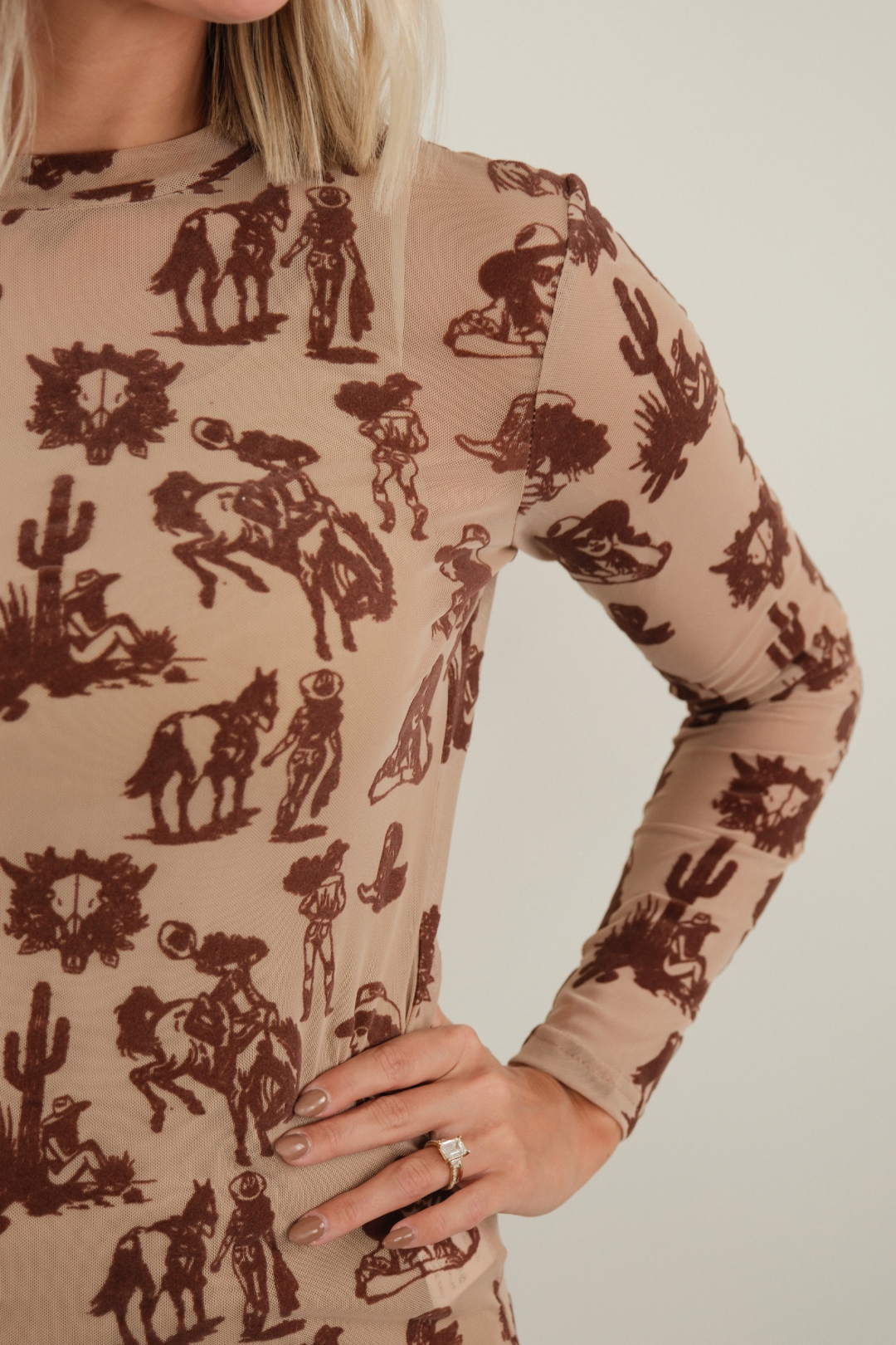Cowgirl Velvet Mesh Top