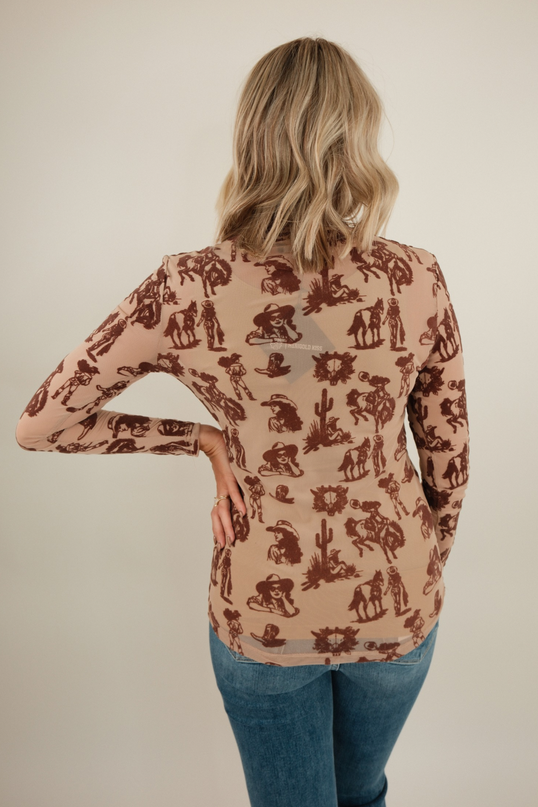 Cowgirl Velvet Mesh Top